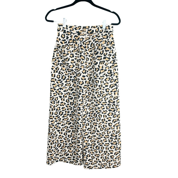 Maeve The Colette Leopard Cropped Wide Leg Culottes Pants Size 27 Small US 4 - Picture 1 of 13